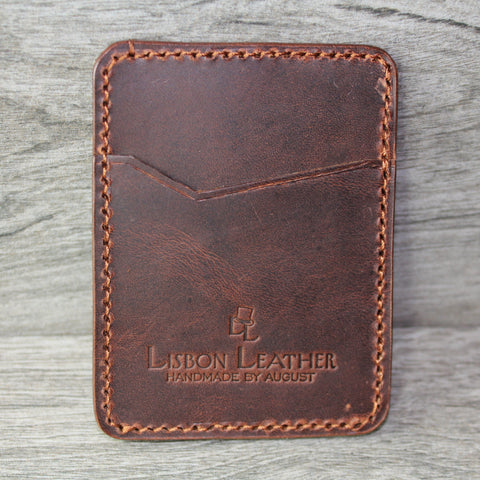 small brown chrome tan leather wallet