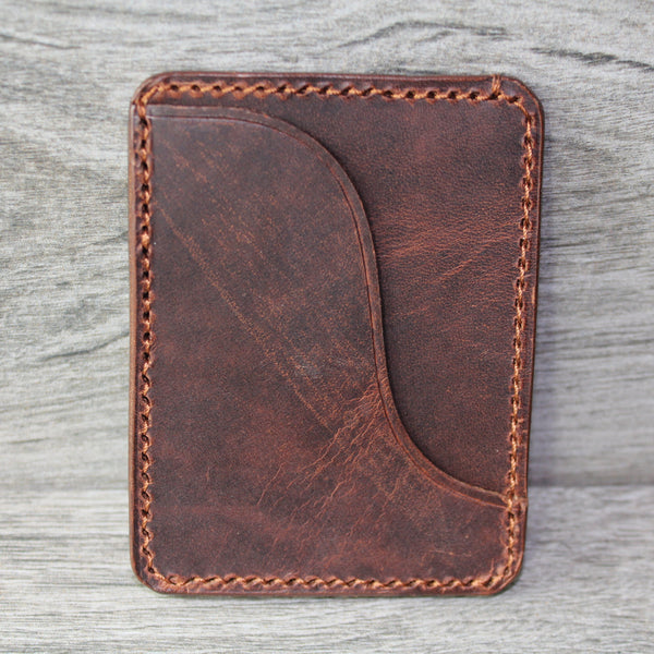 small brown chrome tan leather wallet