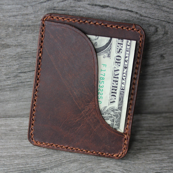 small brown chrome tan leather wallet