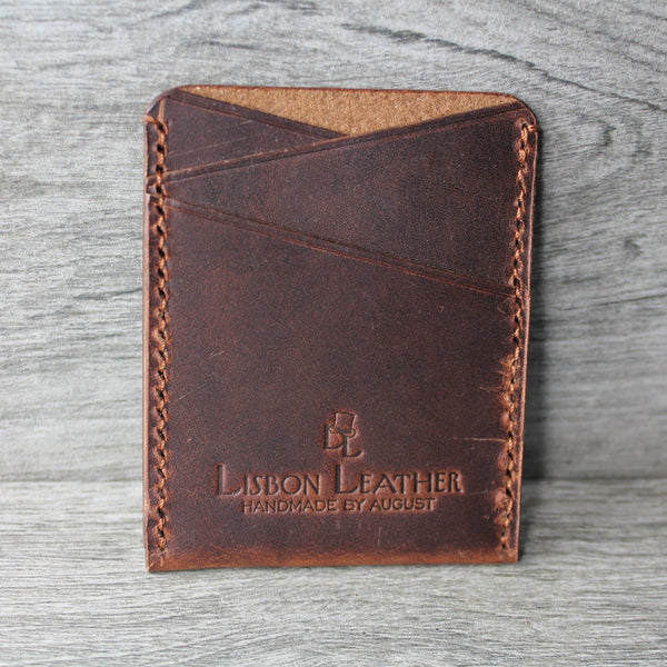 minimalist brown chrome tan leather wallet