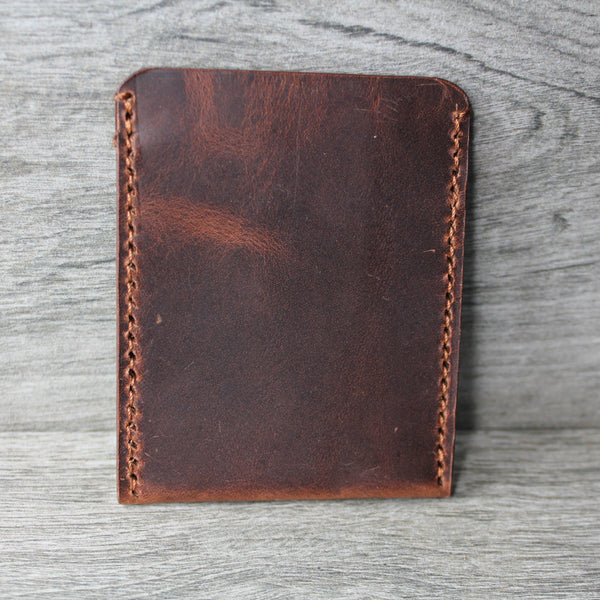 minimalist brown chrome tan leather wallet