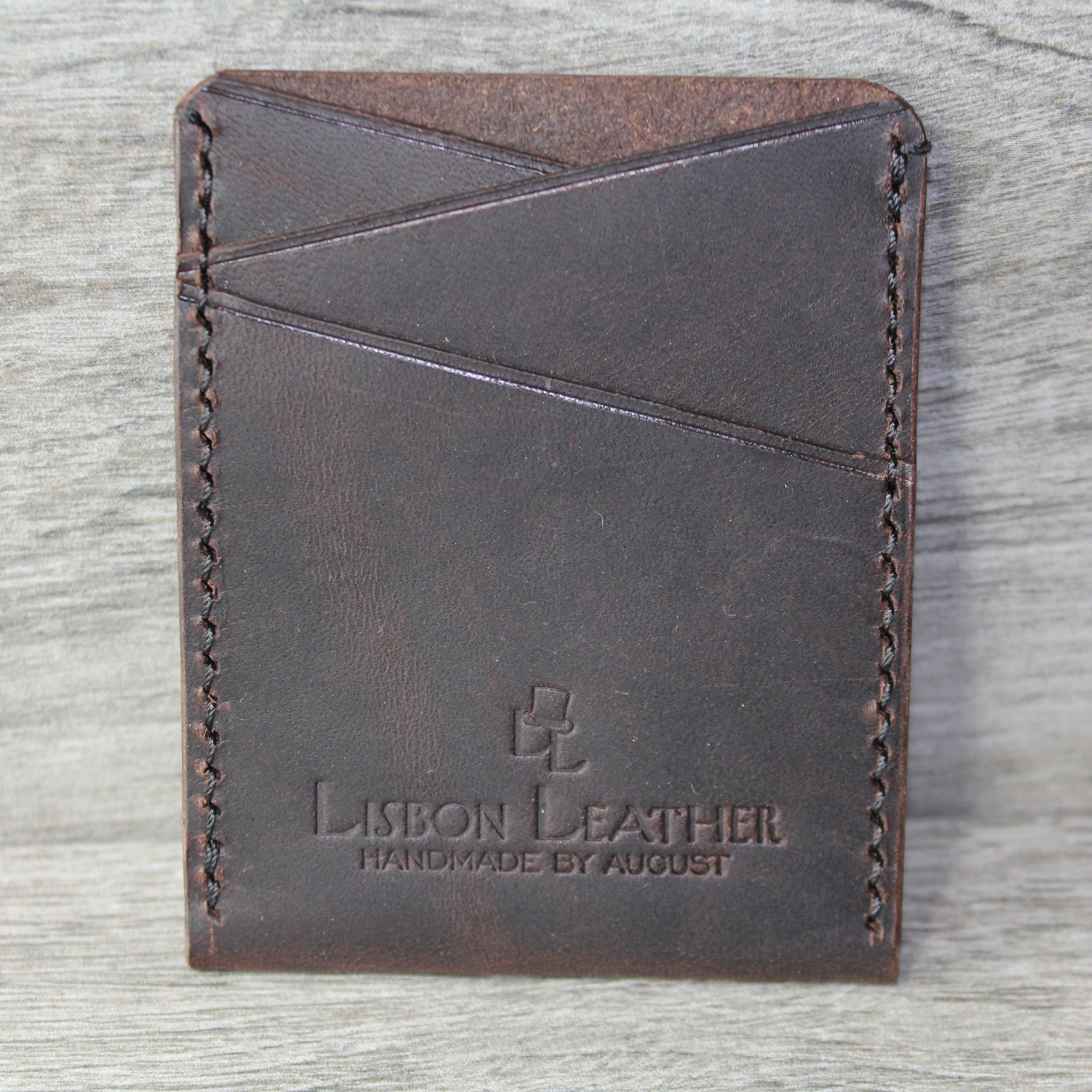 minimalist dark brown chrome tan leather wallet