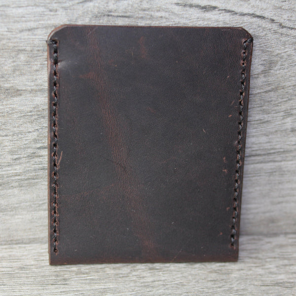 minimalist dark brown chrome tan leather wallet