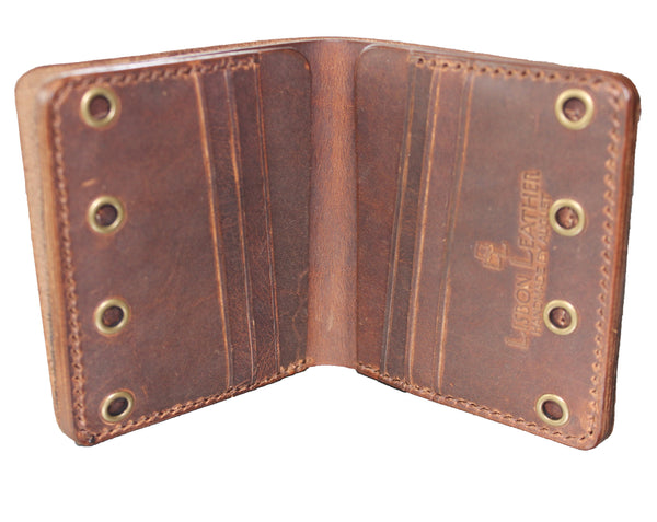 brown bifold leather wallet