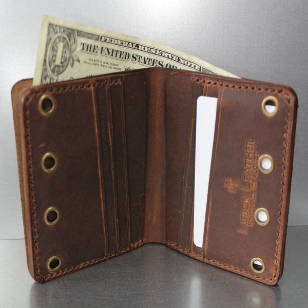 bifold brown leather wallet