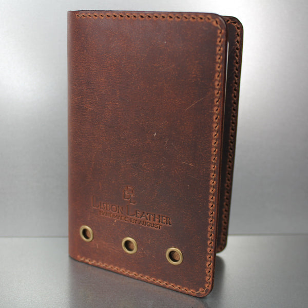 Brown leather passport wallet