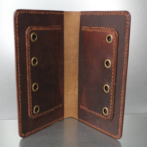 Brown leather passport wallet