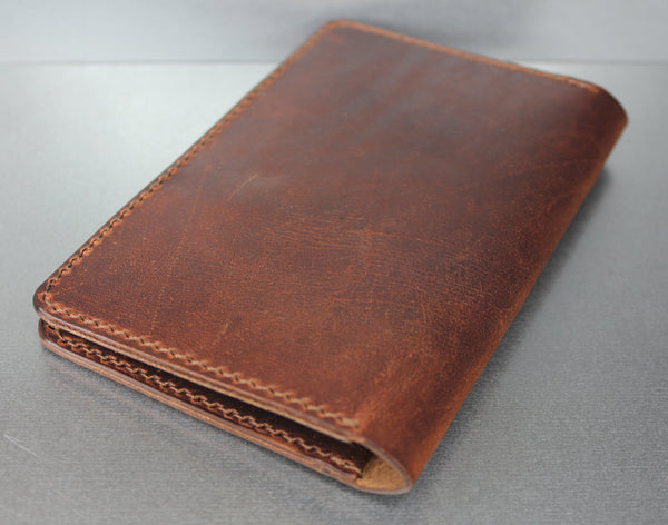 Brown leather passport wallet