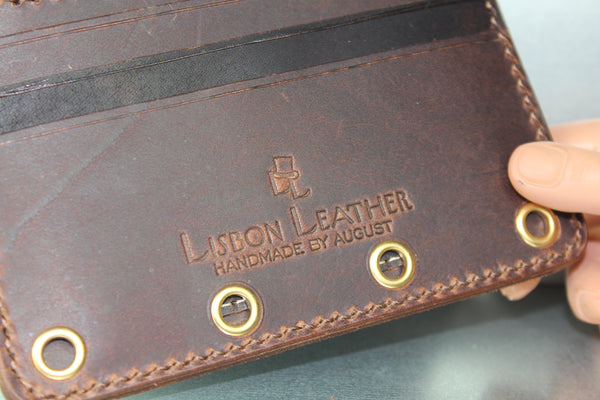 zippered 2 color brown leather wallet