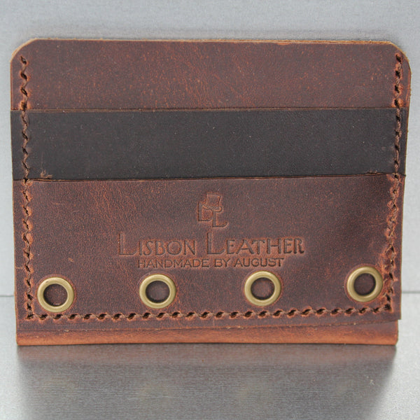 brown and dark. brown minimalist leather wallet