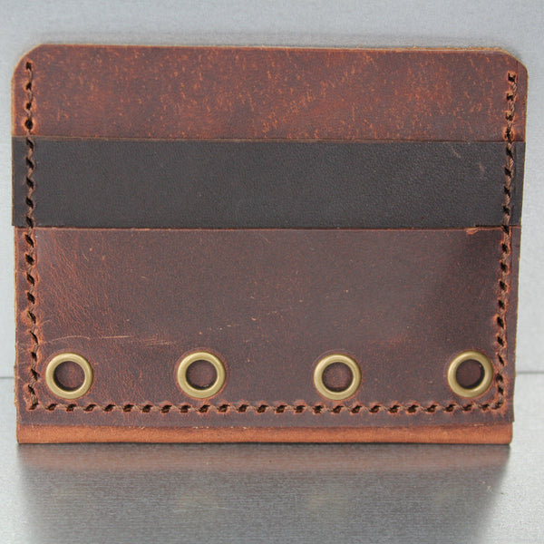 brown and dark. brown minimalist leather wallet