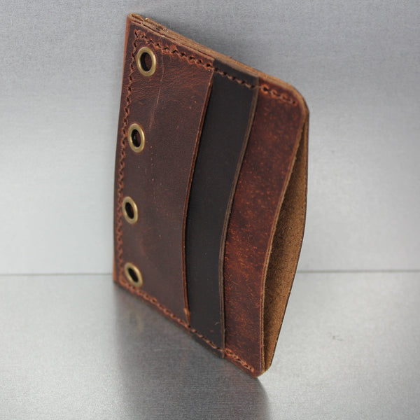 brown and dark. brown minimalist leather wallet