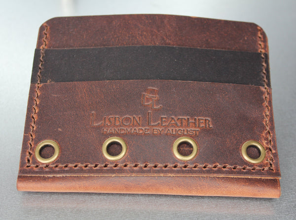 brown and dark. brown minimalist leather wallet