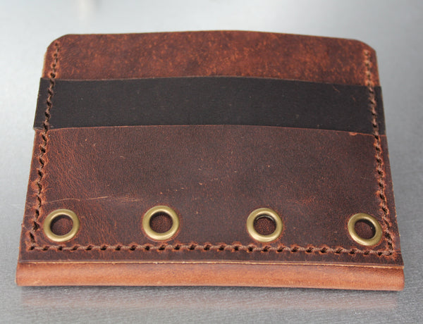 brown and dark. brown minimalist leather wallet