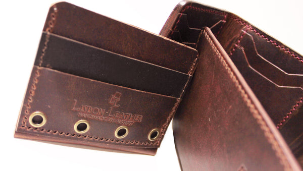 brown and dark. brown minimalist leather wallet