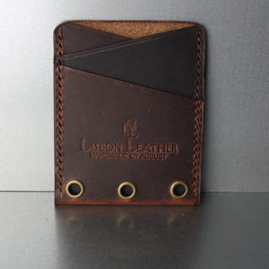 minimalist wallet in 2 color brown leather