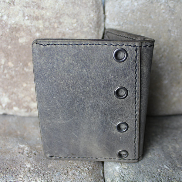 unisex gray chrome tan leather wallet