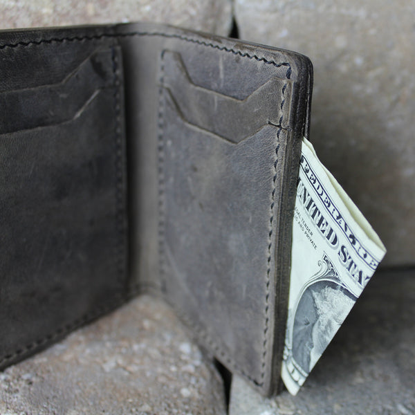 unisex gray chrome tan leather wallet