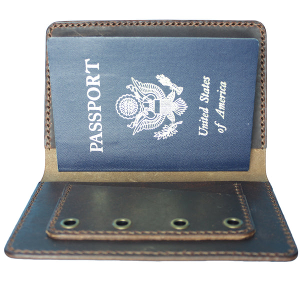 Brown leather passport wallet